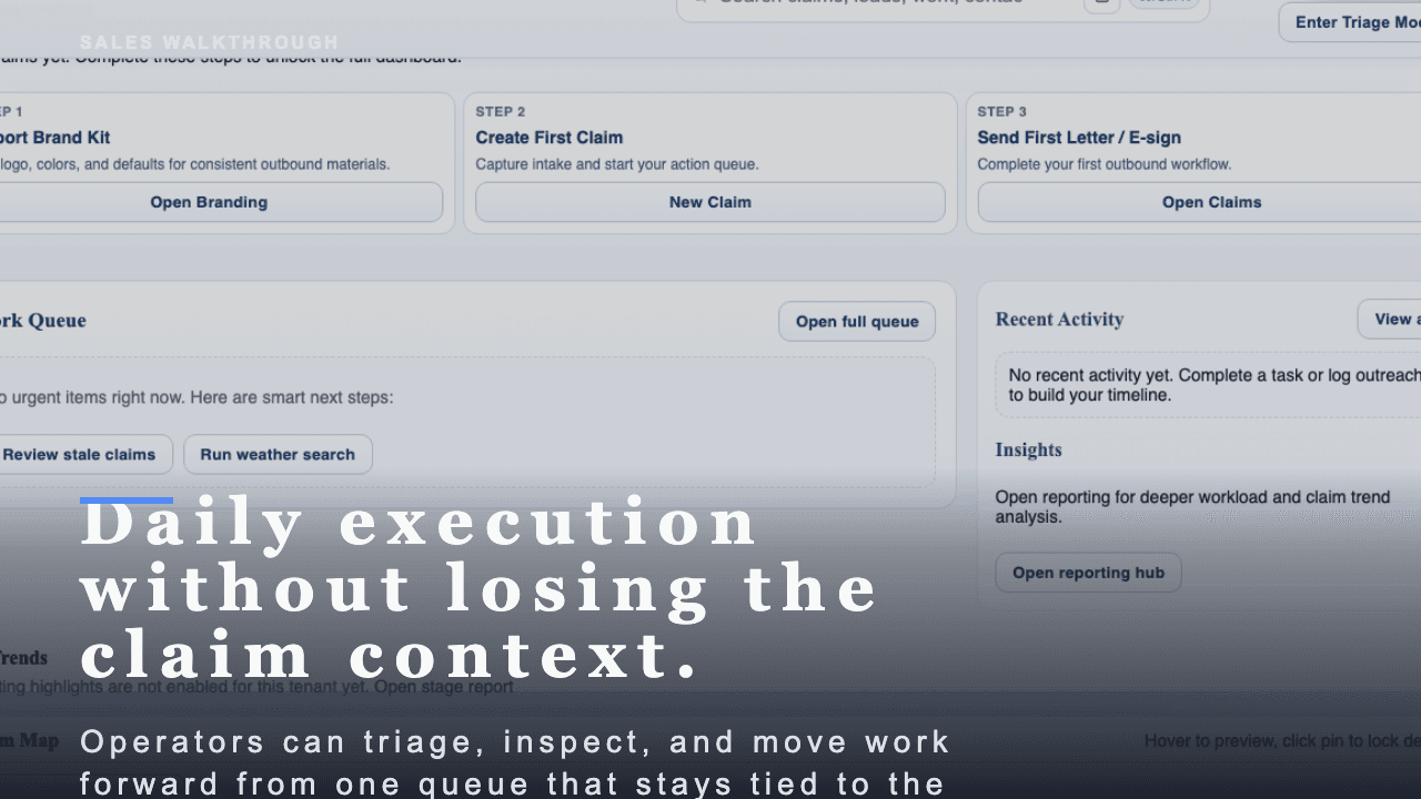 Poster for the My Work daily routine video showing the queue view, priority signals, and activity context in one operating frame.